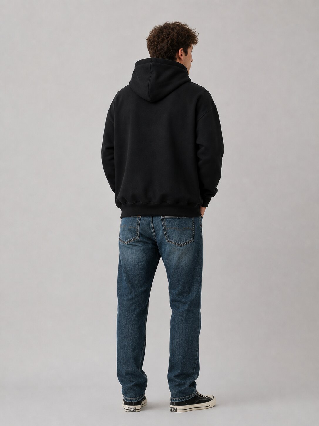 Worn-In Drop Shoulder Hoodie Black