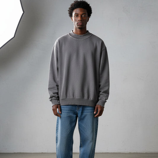 Grey Distress Oversized Sweatshirt