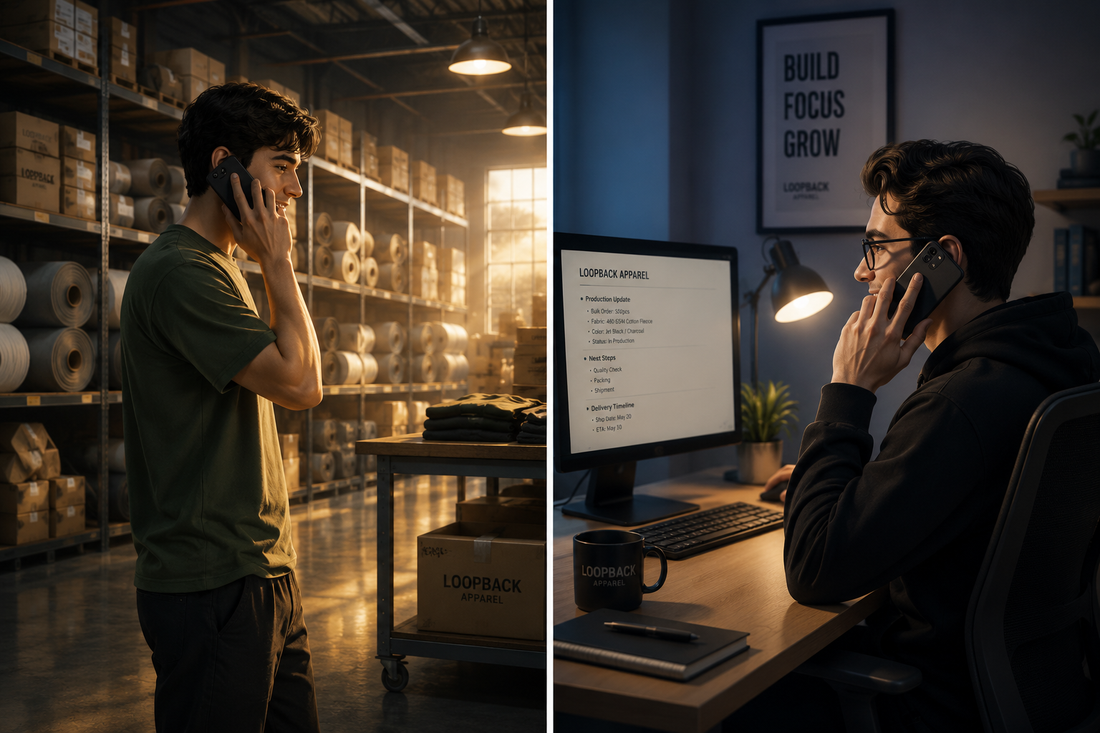 From production floor to customer support, Loopback Apparel keeps every step of the clothing manufacturing process connected.