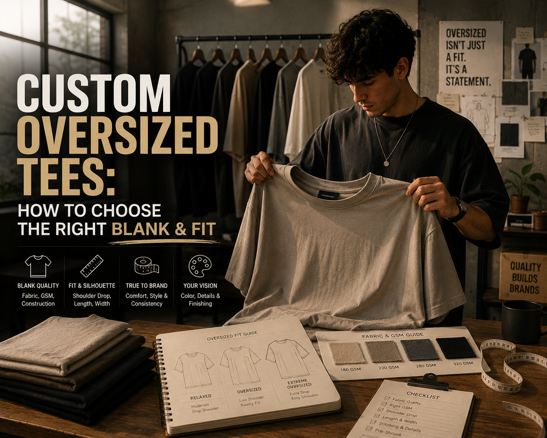 Learn how to choose custom oversized tees, from fabric and GSM to fit, printing, embroidery, sizing, and private labeling for your clothing brand.