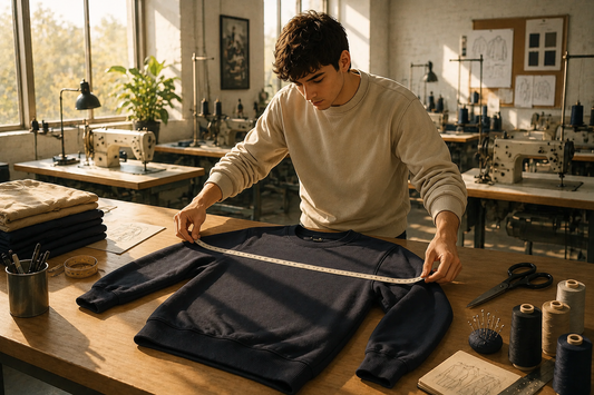 Premium heavyweight crewneck sweatshirt made from heavyweight cotton fleece by Loopback Apparel.