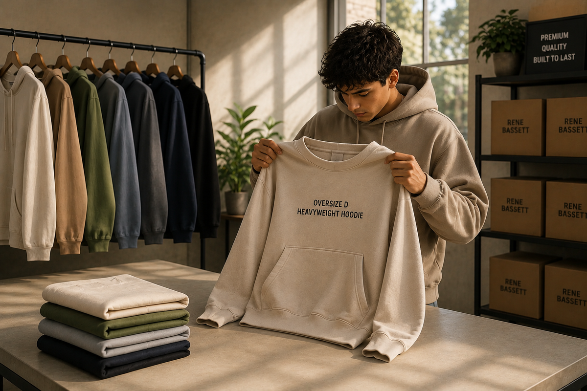 Premium heavyweight hoodies manufactured by Loopback Apparel featuring oversized fit and heavyweight cotton fleece.