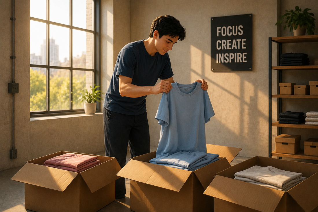 Premium wholesale blank T-shirts by Loopback Apparel featuring heavyweight cotton, oversized fit, and clean silhouettes for custom printing and private-label clothing brands.