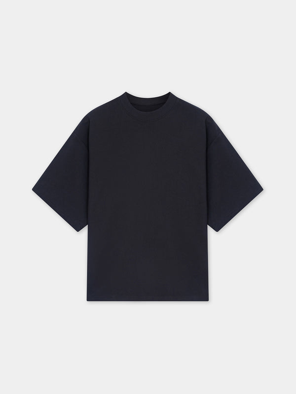 BLACK KNIT TEXTURED T-SHIRT