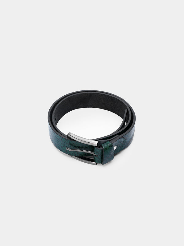 GREEN TEXTURE LEATHER BELT - LOOPBACK APPAREL