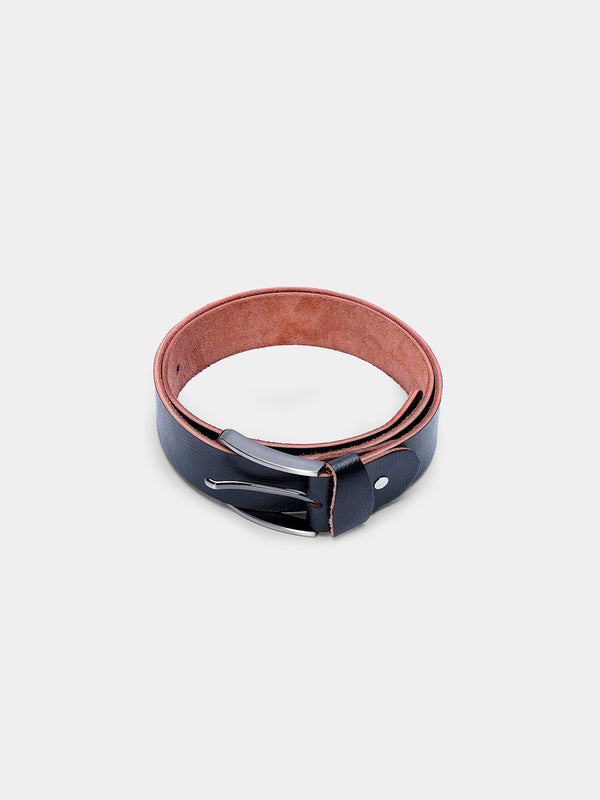 BLACK TEXTURE LEATHER BELT - LOOPBACK APPAREL