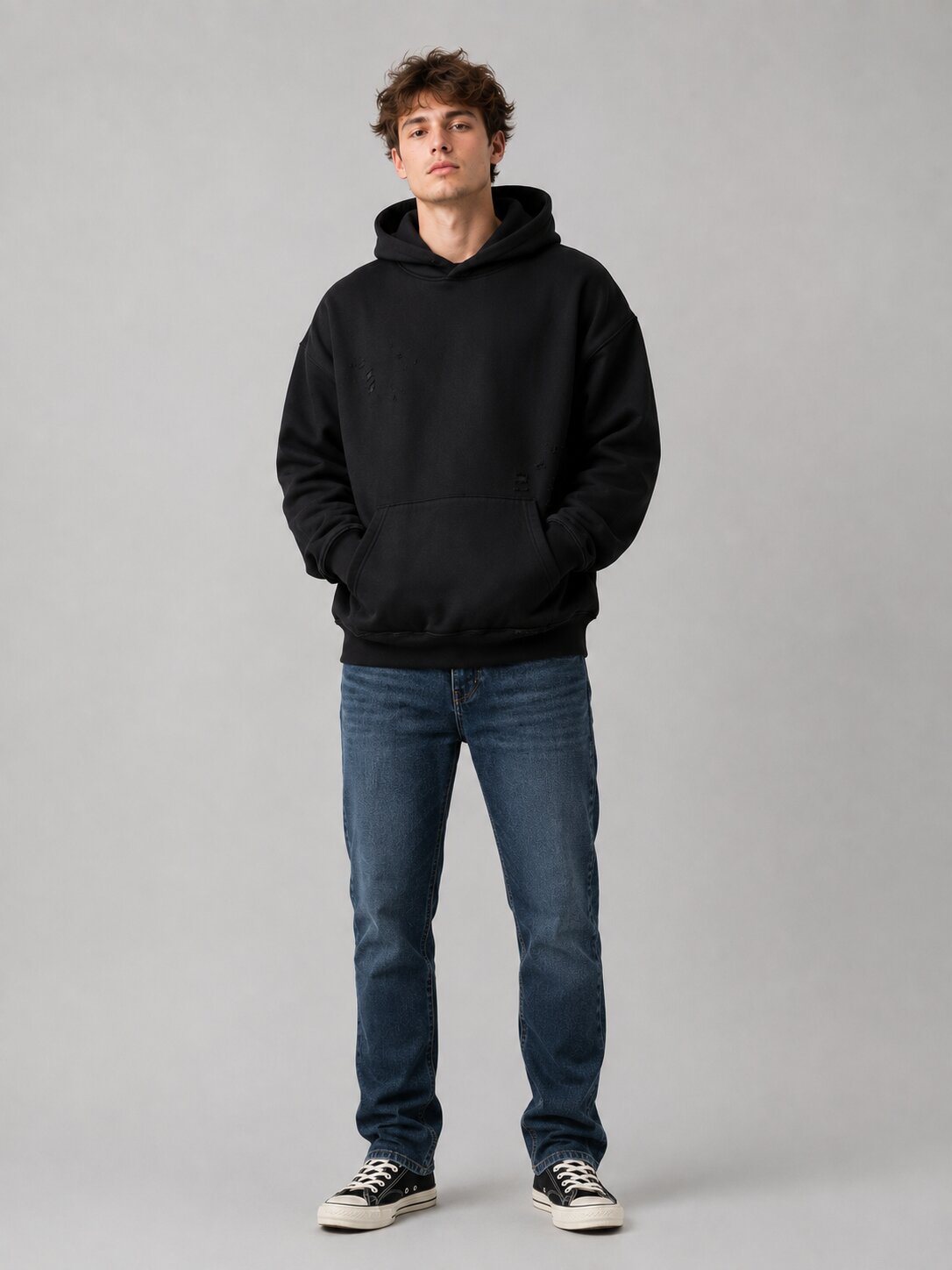 Worn-In Drop Shoulder Hoodie Black
