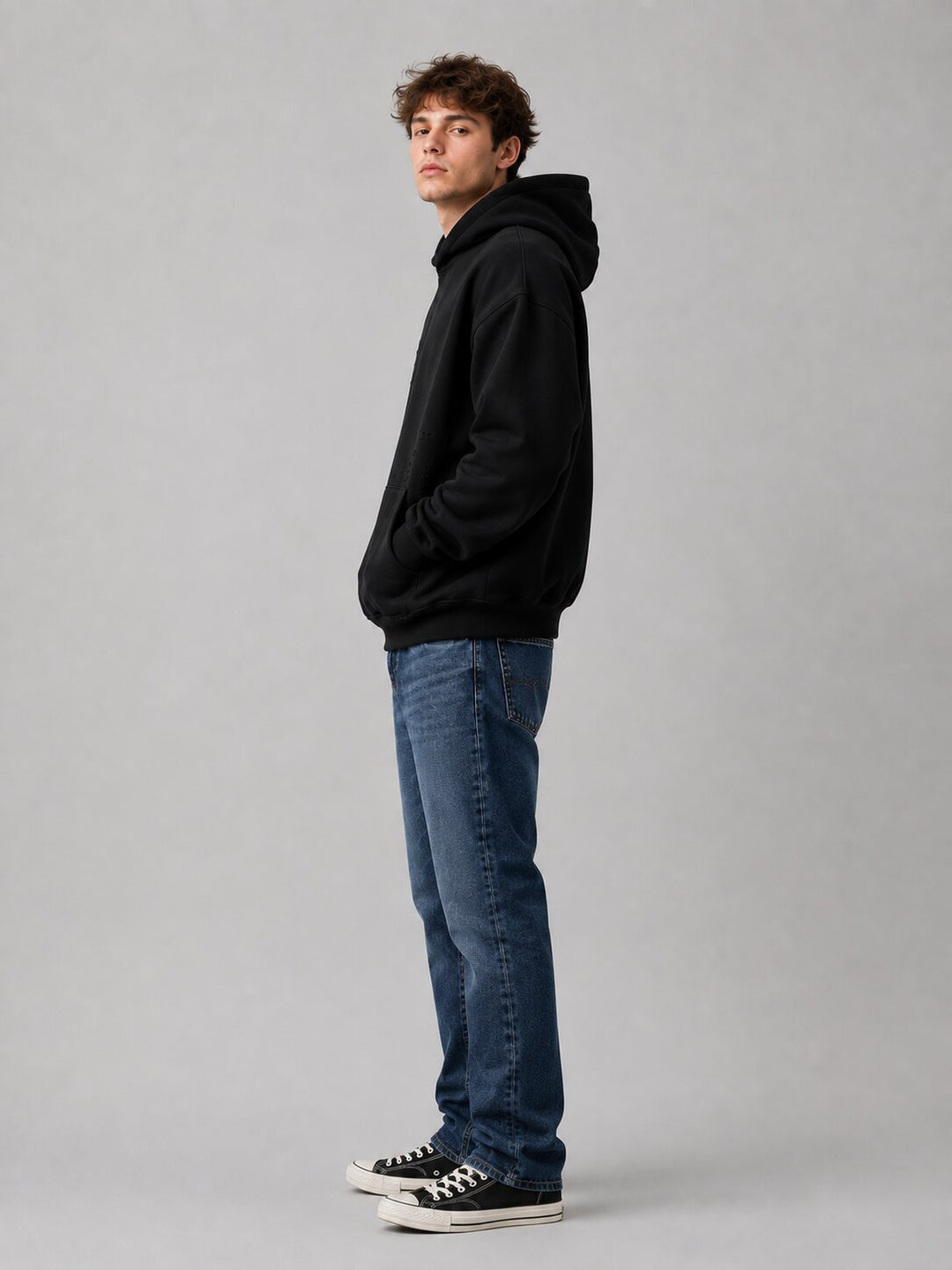 Worn-In Drop Shoulder Hoodie Black