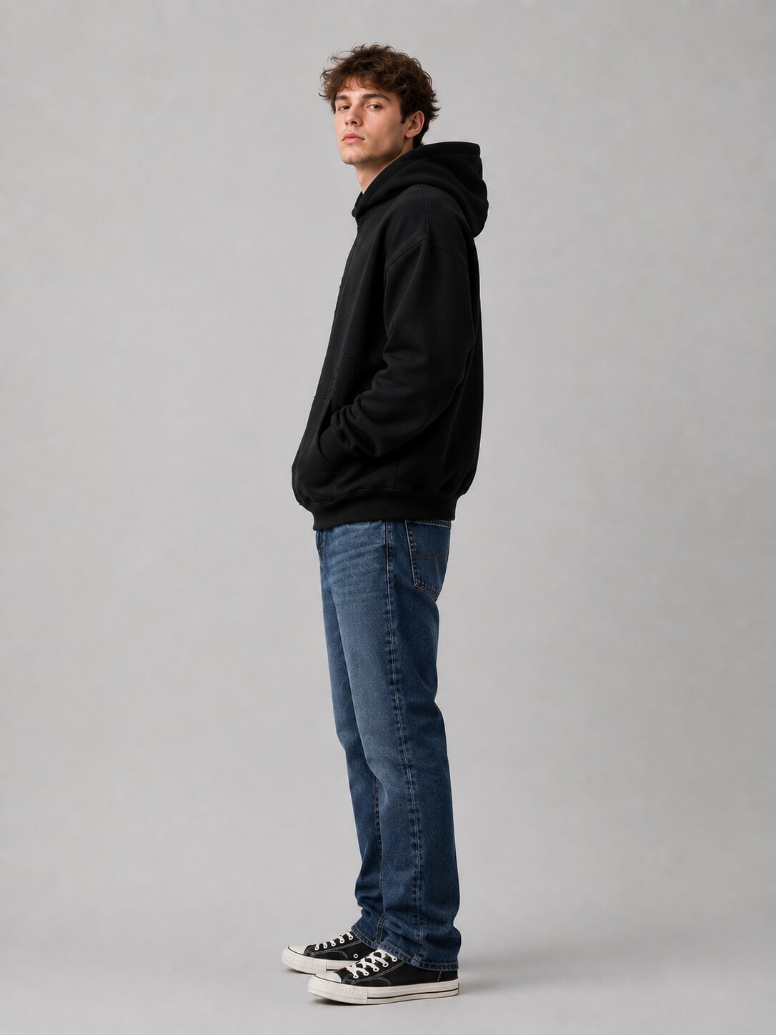 Worn-In Drop Shoulder Hoodie Black