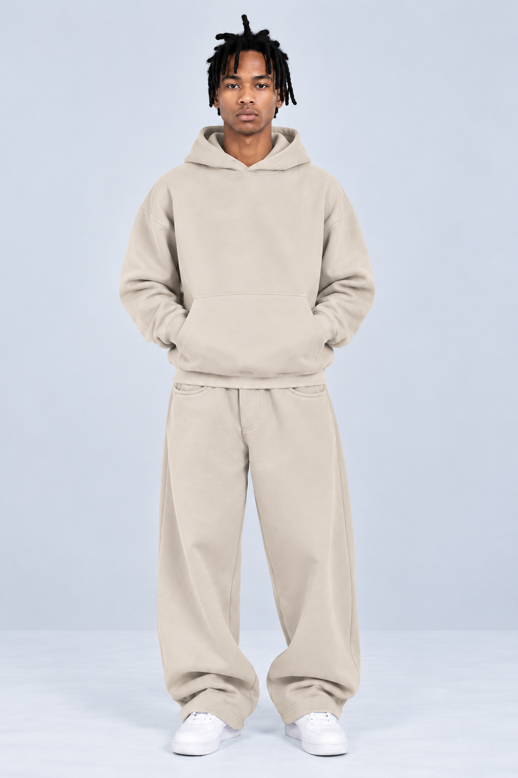 Drop Shoulder Hoodie Moon Beam