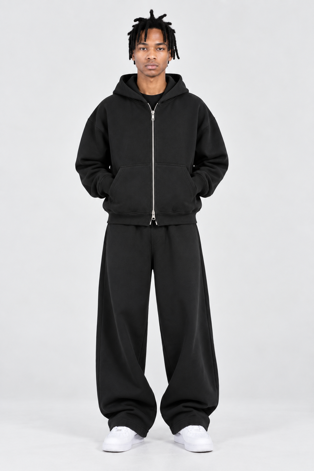 Double-Zip Hoodie Black