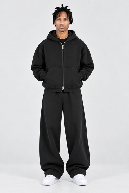 Double-Zip Hoodie Black