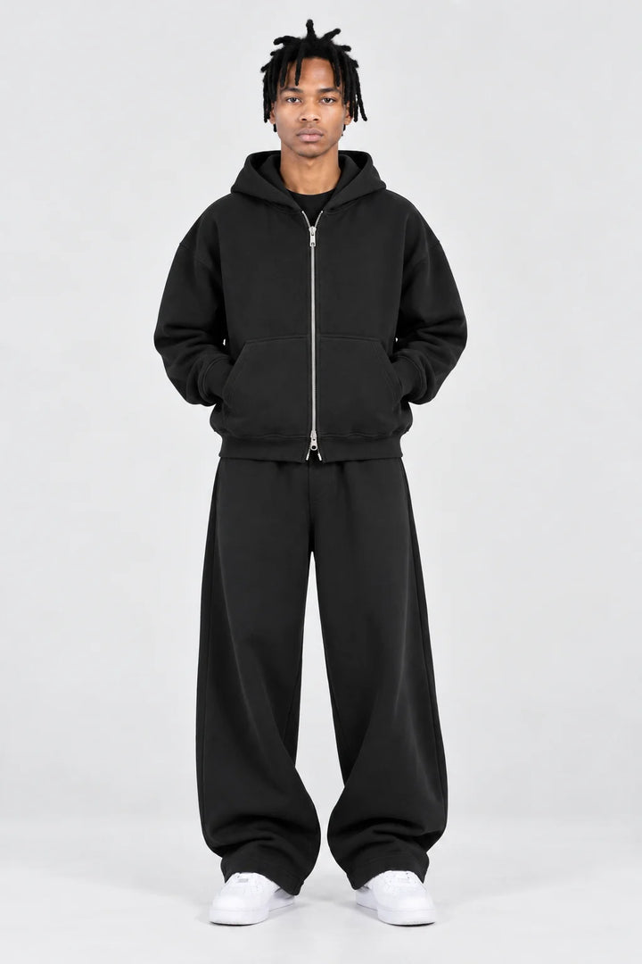 Double-Zip Hoodie Black