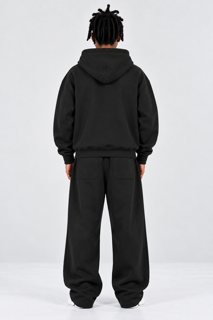 Double-Zip Hoodie Black