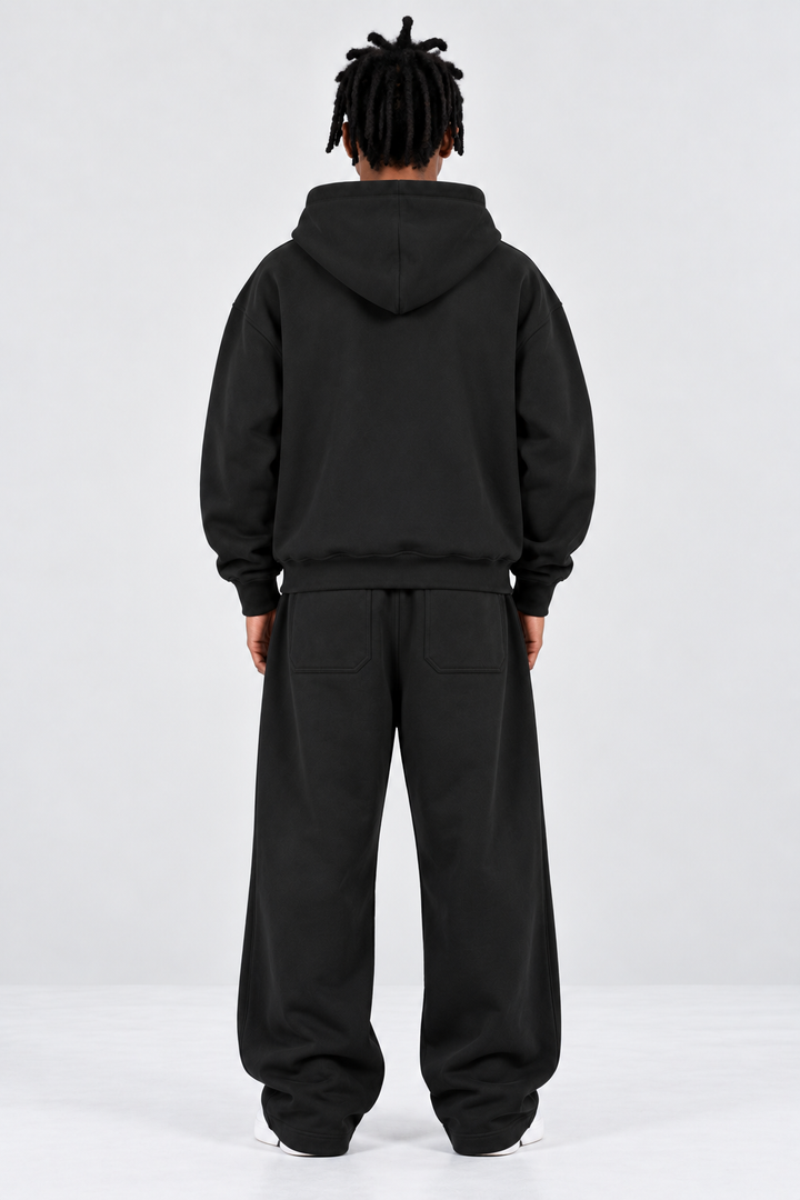 Double-Zip Hoodie Black