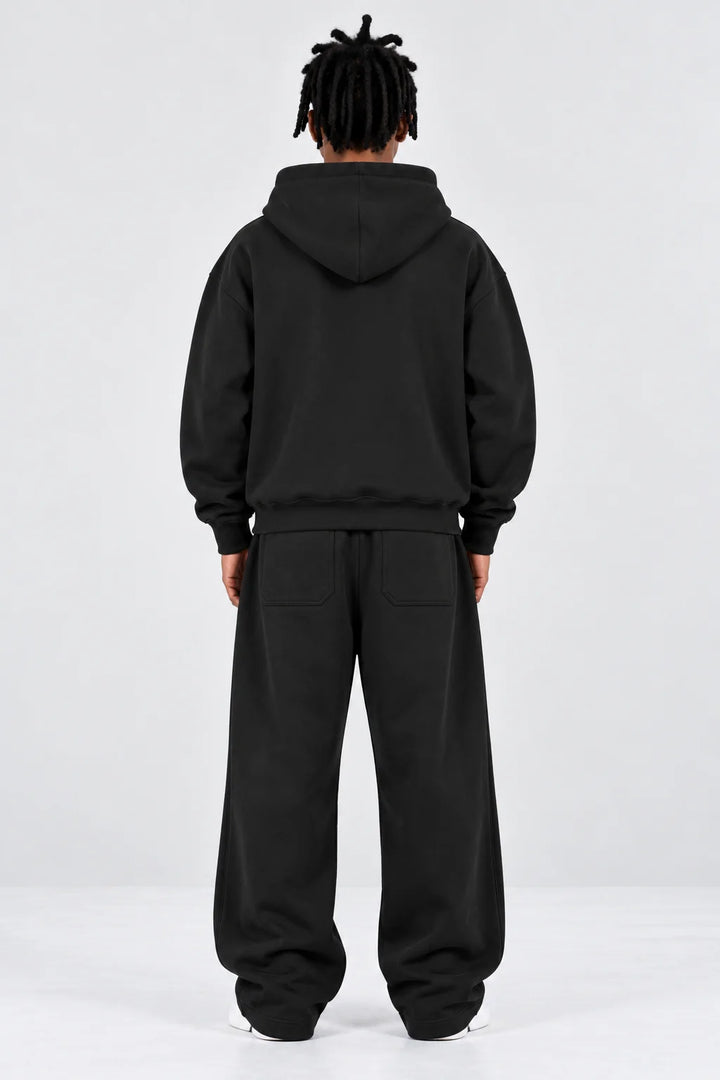 Double-Zip Hoodie Black