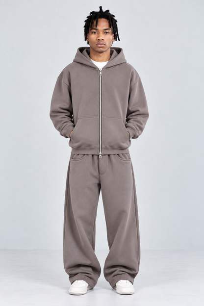Double-Zip Hoodie Smoky Quartz