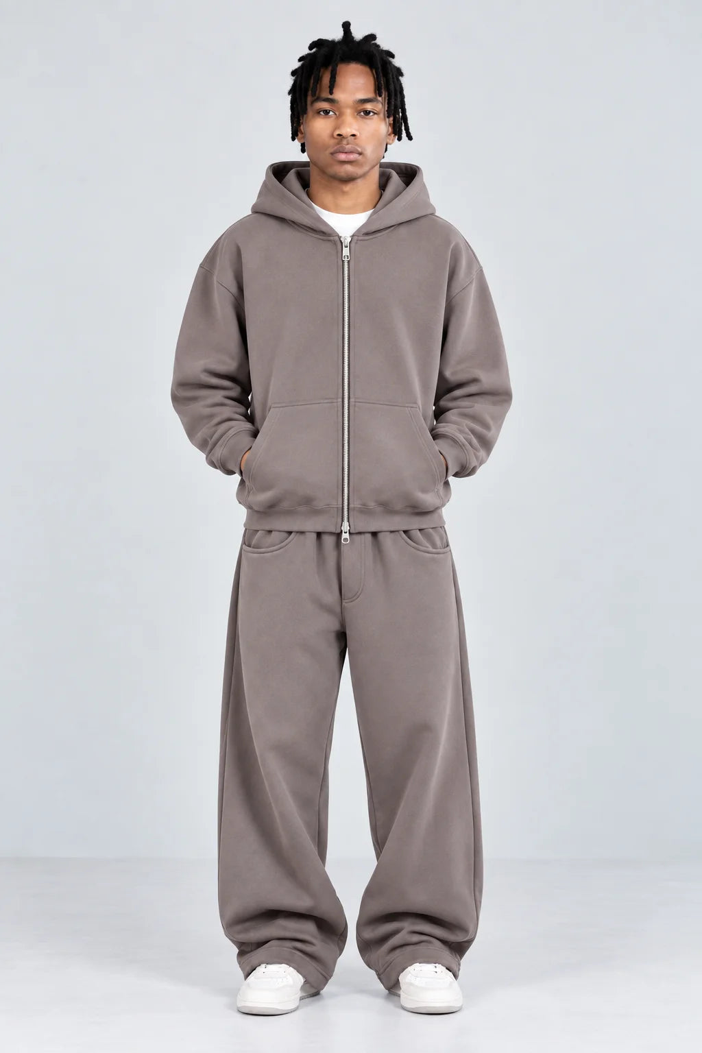 Double-Zip Hoodie Smoky Quartz