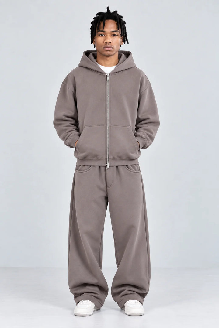 Double-Zip Hoodie Smoky Quartz