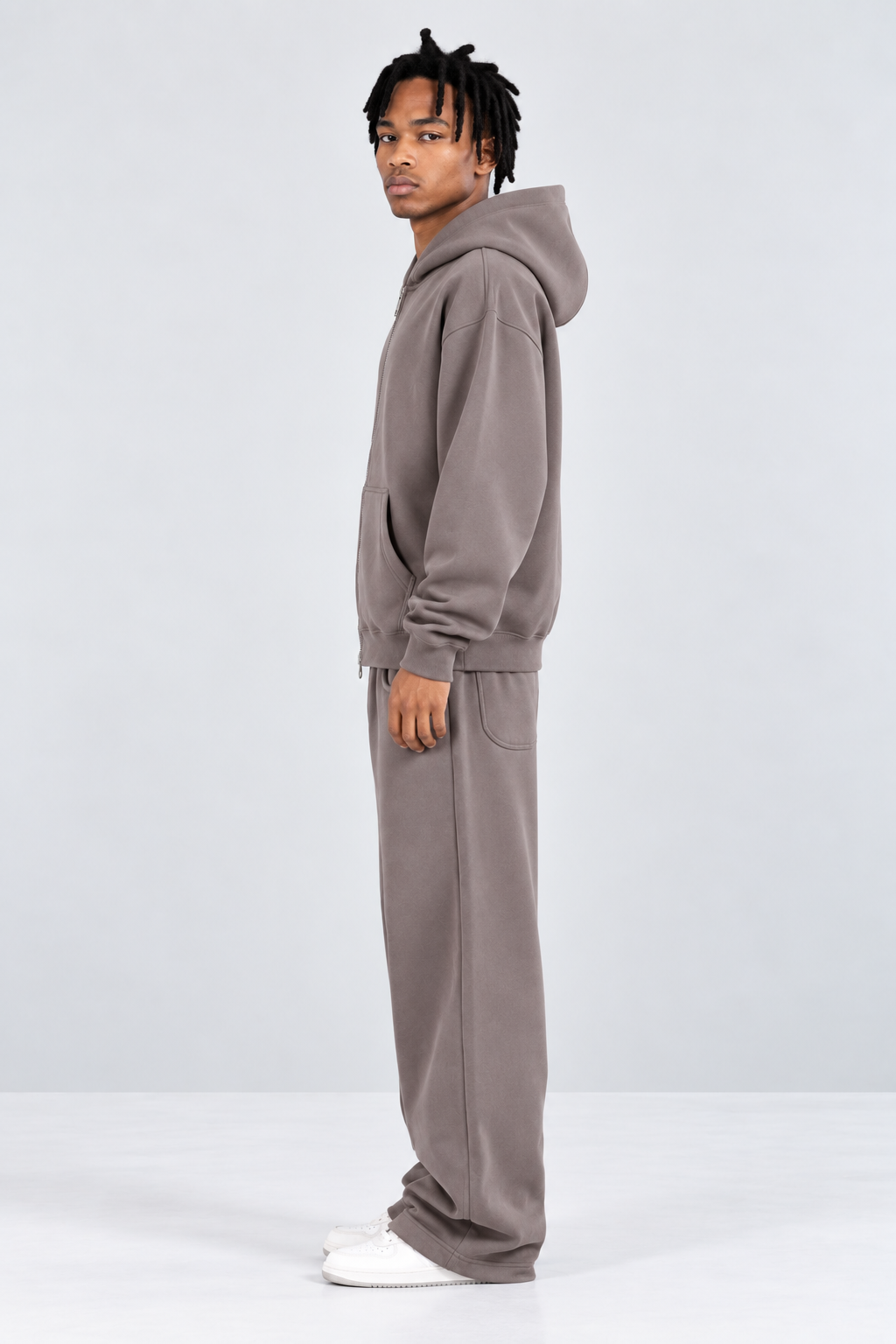Double-Zip Hoodie Smoky Quartz