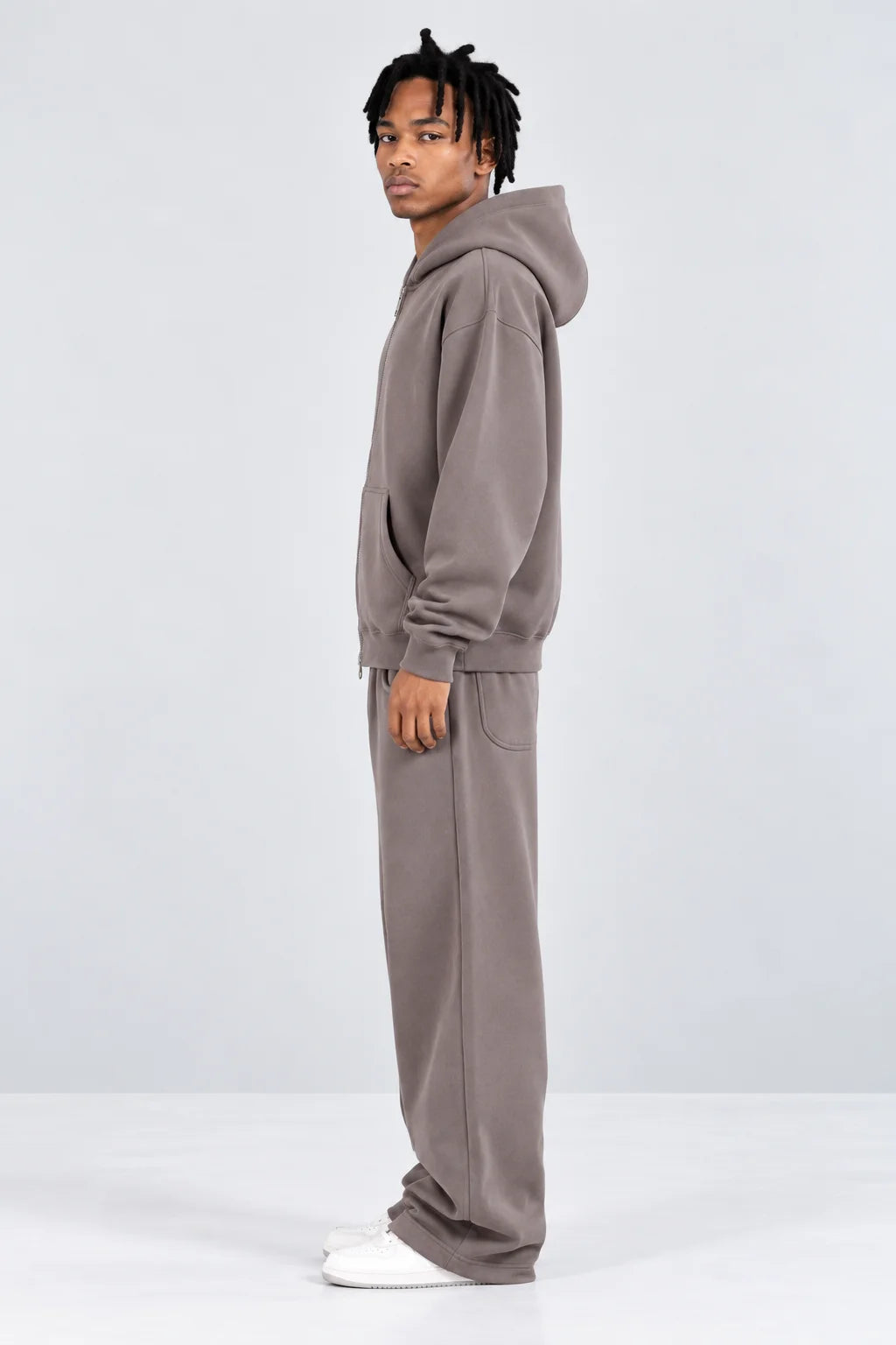Double-Zip Hoodie Smoky Quartz