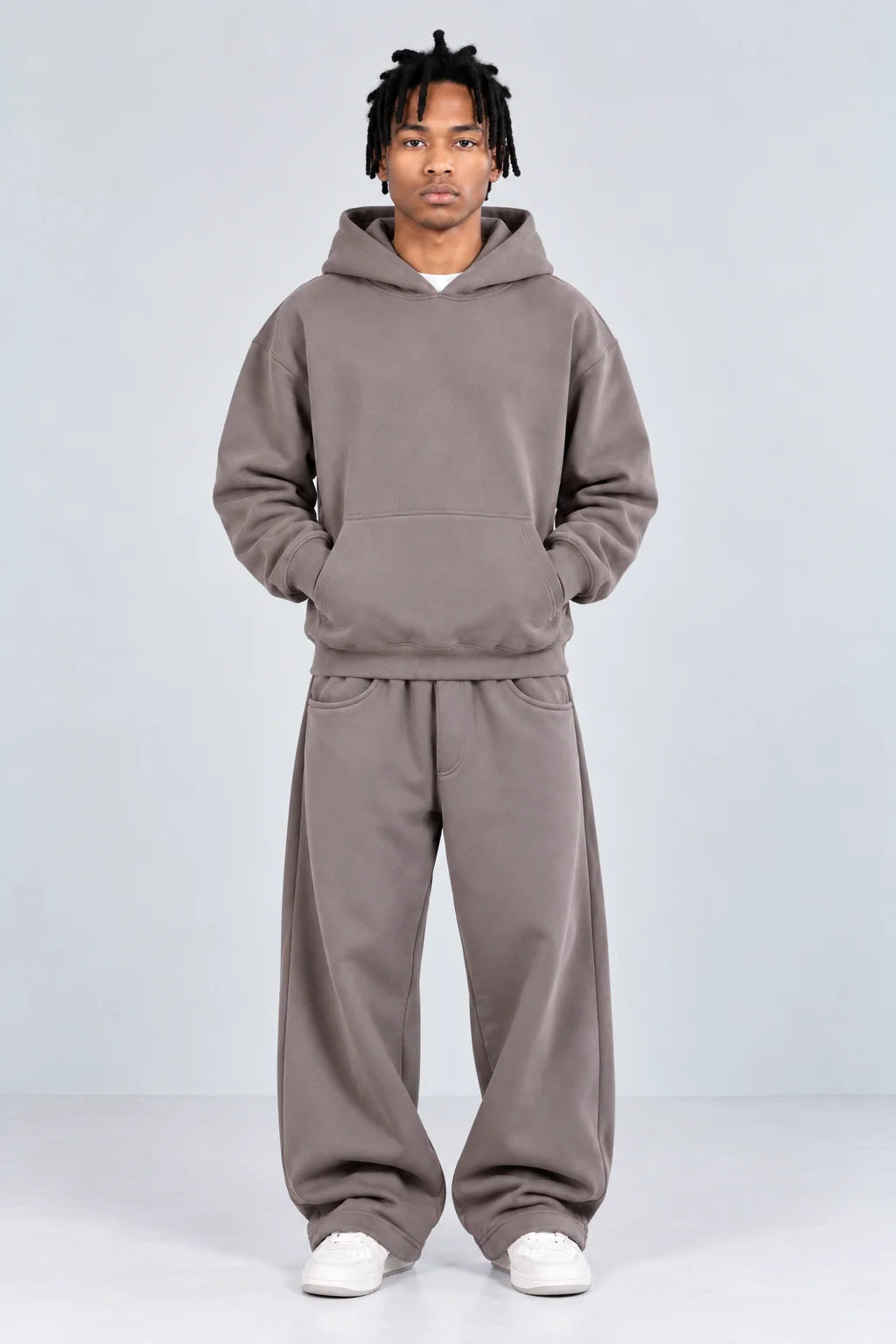 Drop Shoulder Hoodie Warm Grey