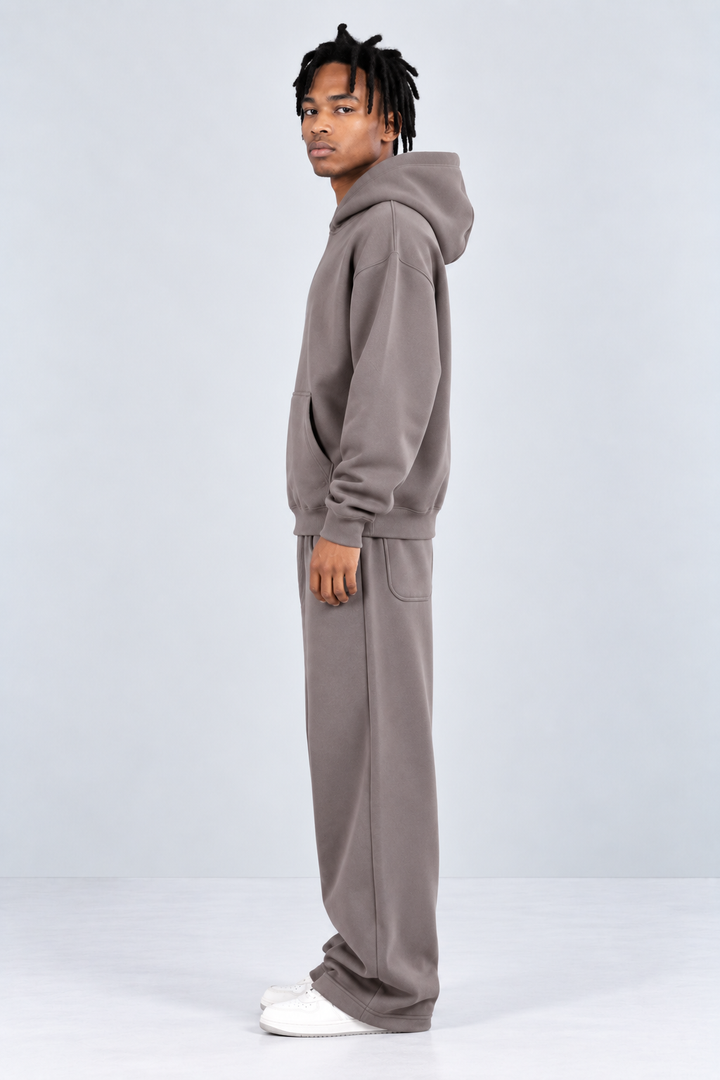 Drop Shoulder Hoodie Warm Grey