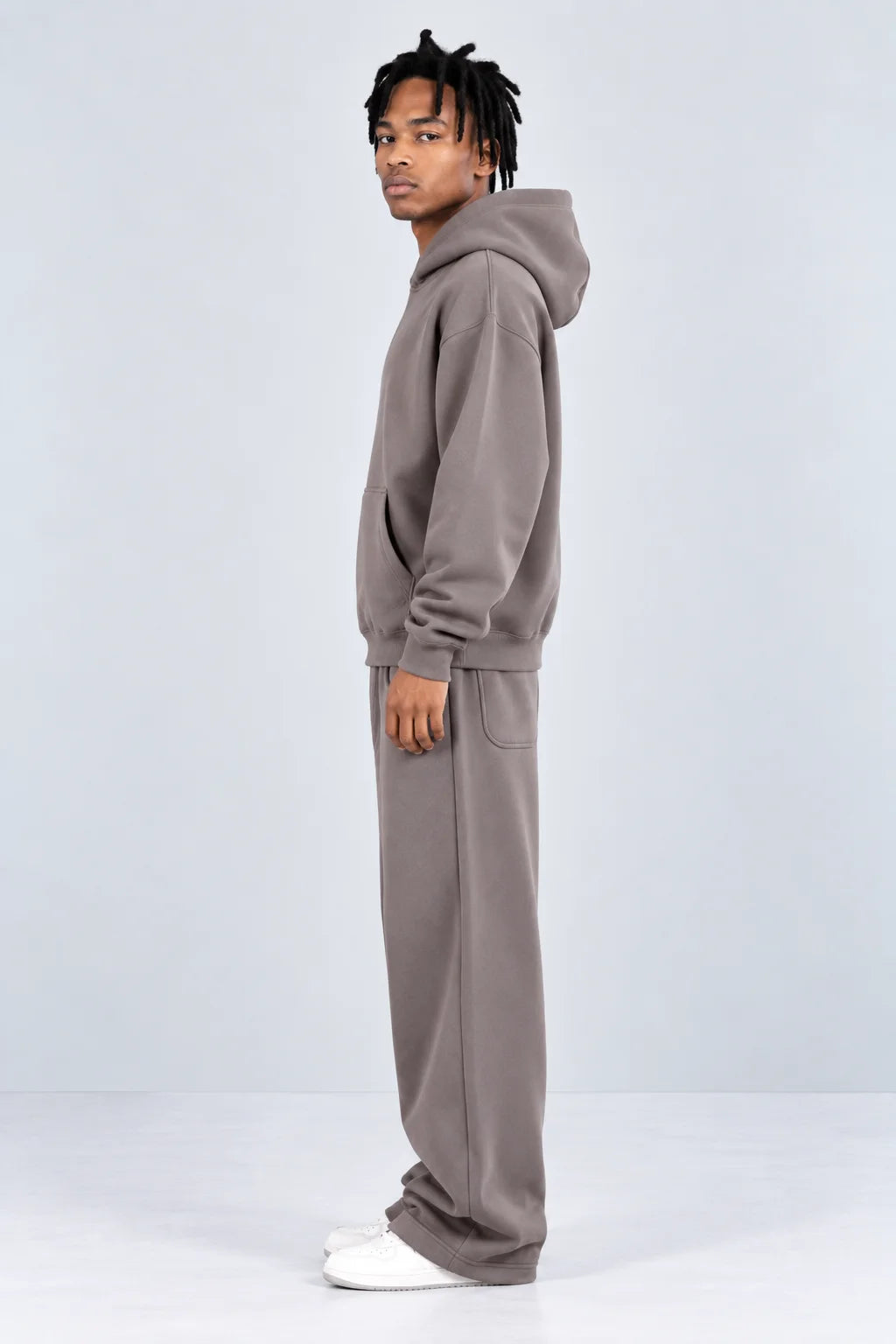 Drop Shoulder Hoodie Warm Grey