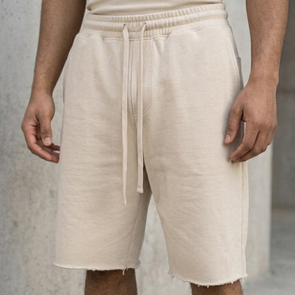 Oversized baggy fleece shorts Cloud Dancer colorway, full look styled with Loopback Apparel hoodie matching co-ord set