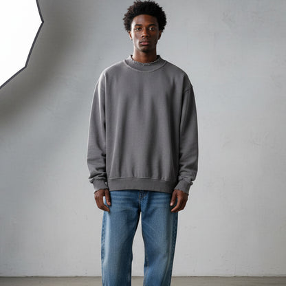 Grey Distress Oversized Sweatshirt