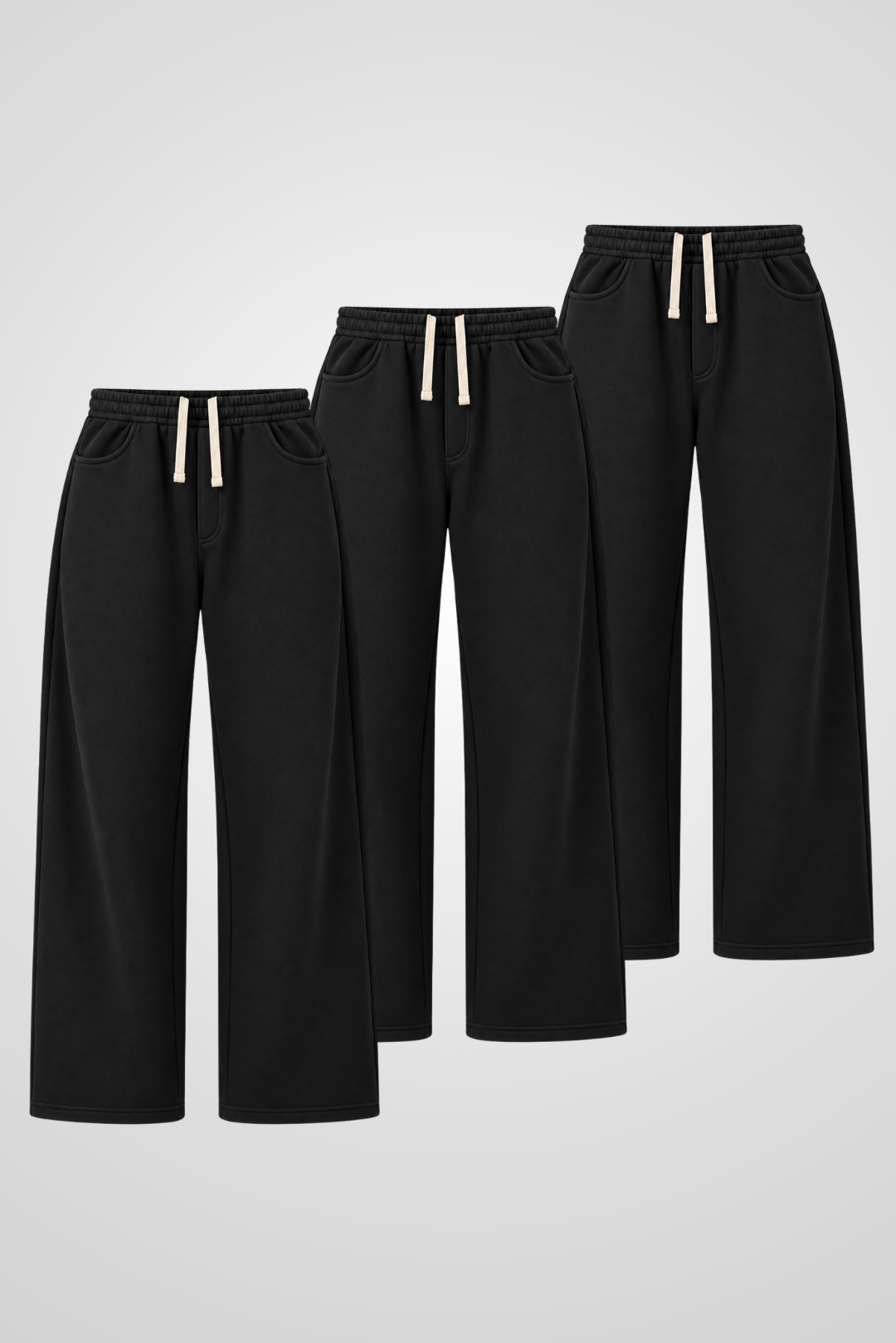 Three Black Baggy Sweatpants