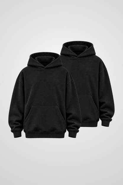 Two Black Drop Shoulder Hoodies