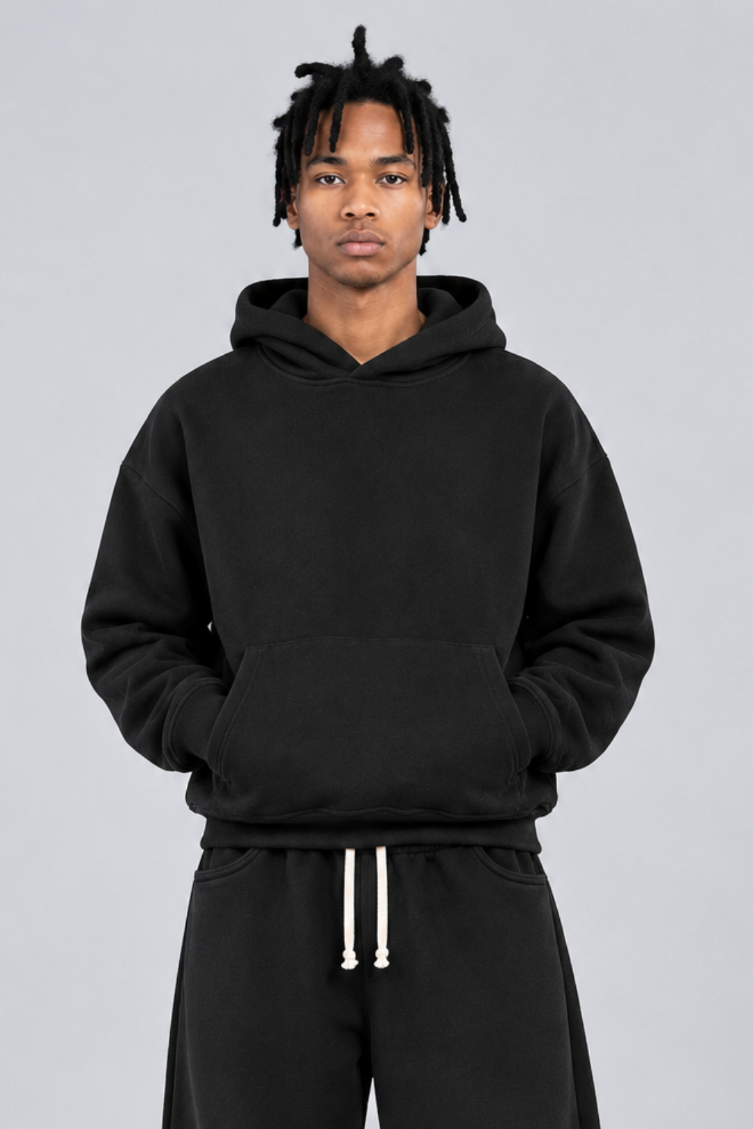 Drop Shoulder Hoodie Black