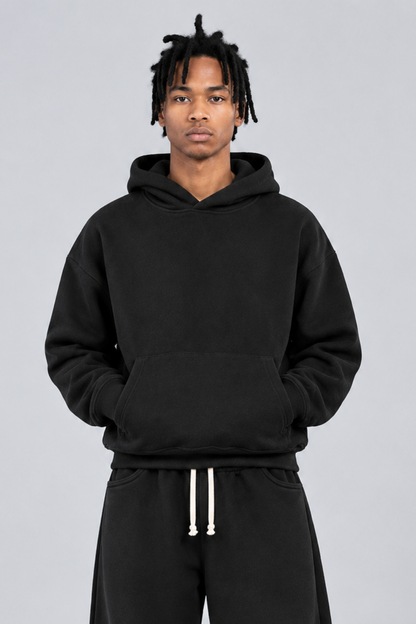Drop Shoulder Hoodie Black