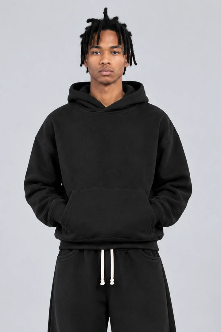 Drop Shoulder Hoodie Black