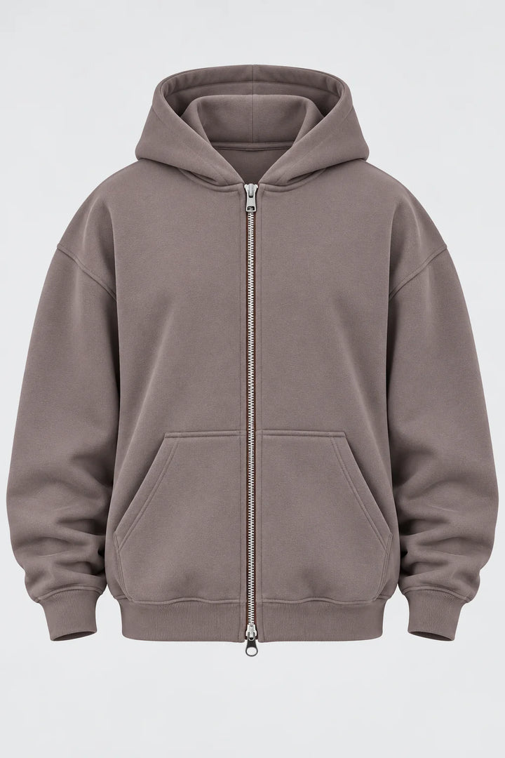 Double-Zip Hoodie Smoky Quartz