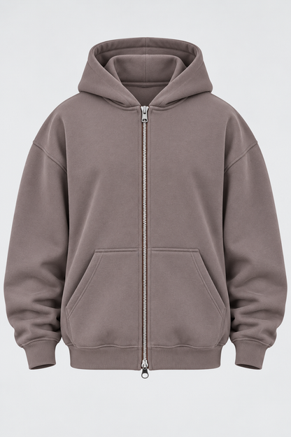 Double-Zip Hoodie Smoky Quartz