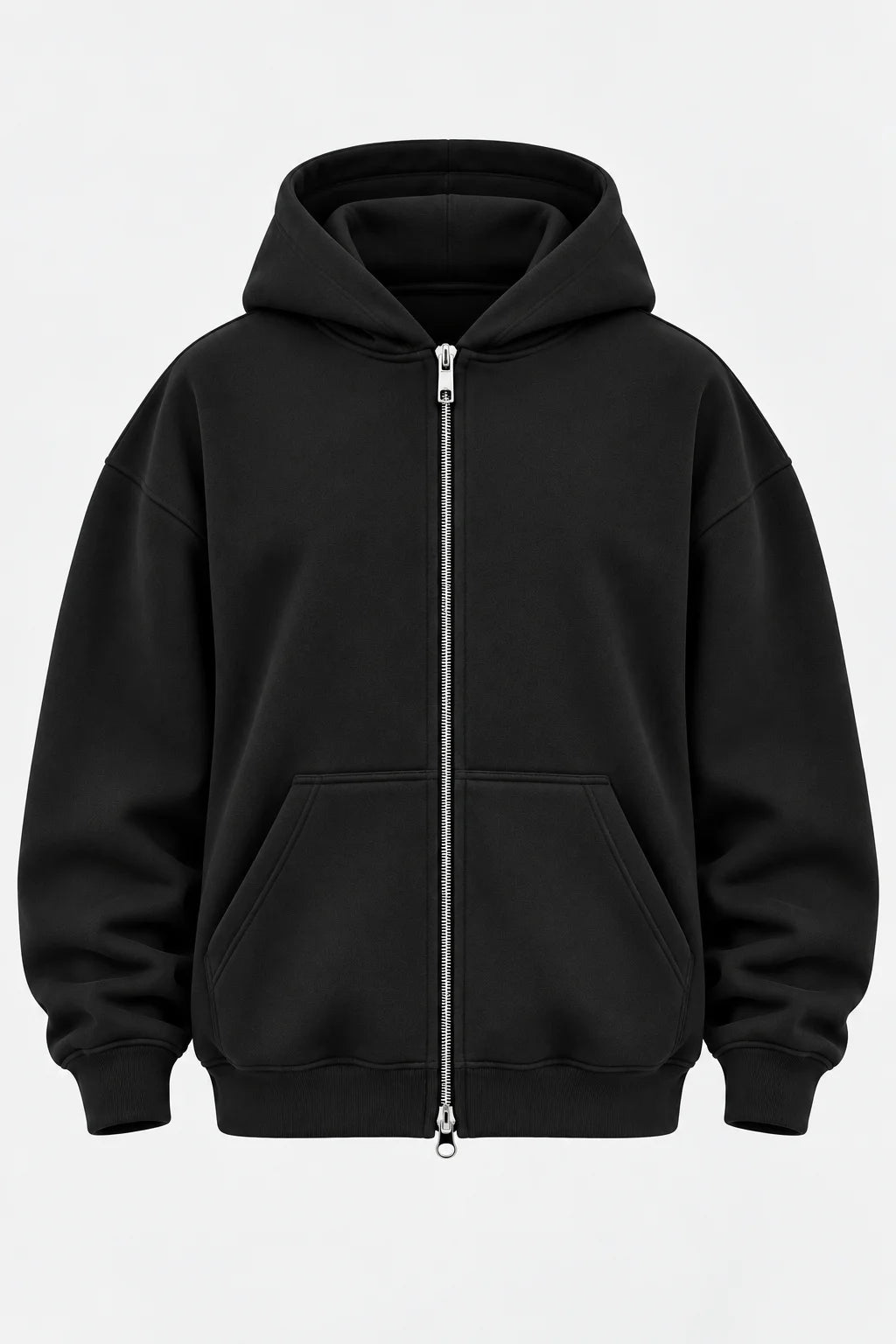 Double-Zip Hoodie Black