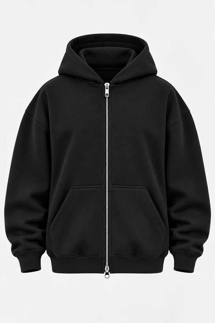 Double-Zip Hoodie Black