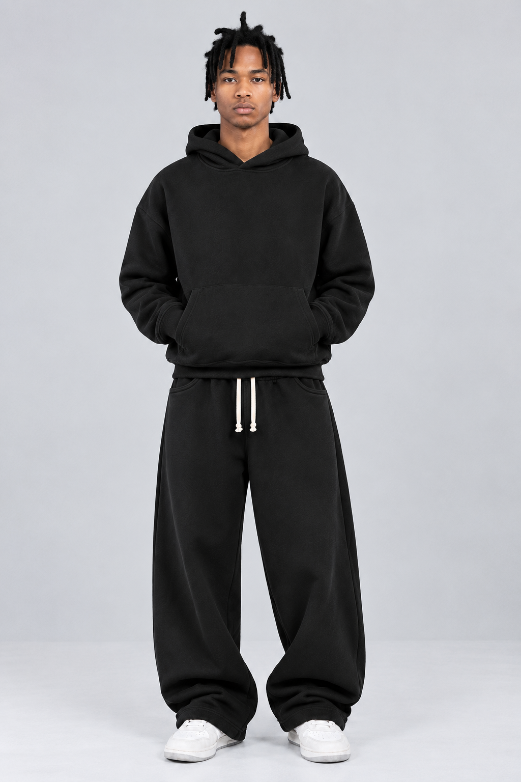 Two Black Drop Shoulder Hoodies
