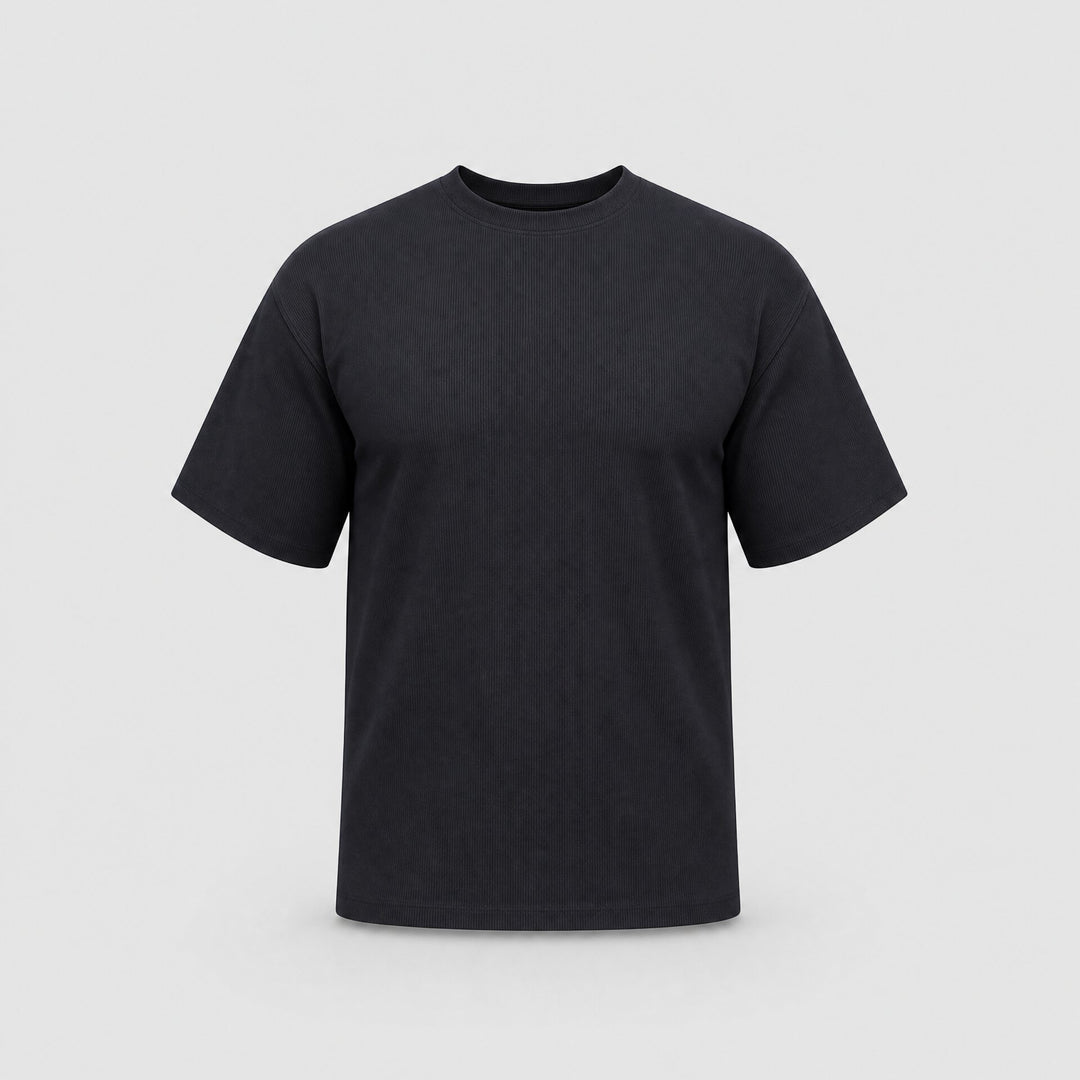 Heavy Knit Textured Tee Black