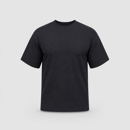 Heavy Knit Textured Tee Black