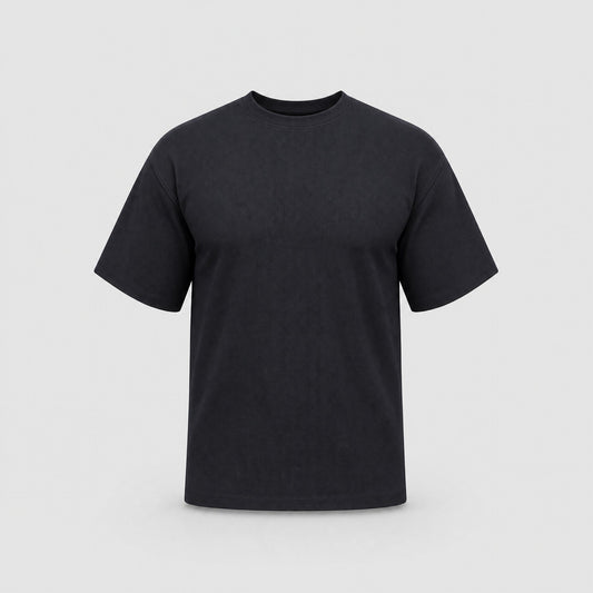 Heavy Knit Textured Tee Black