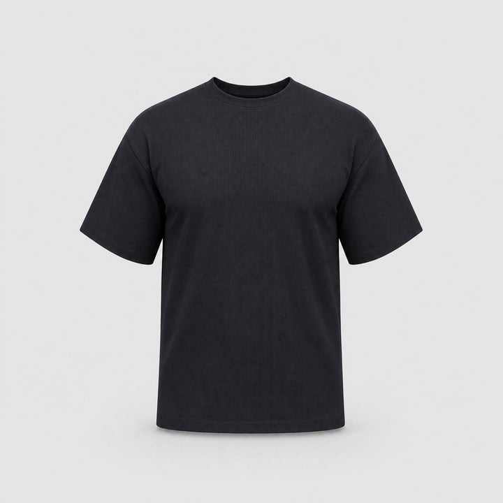 Heavy Knit Textured Tee Black