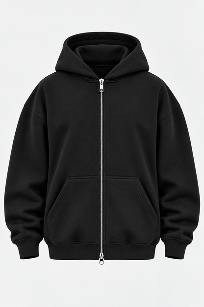 Double-Zip Hoodie Black