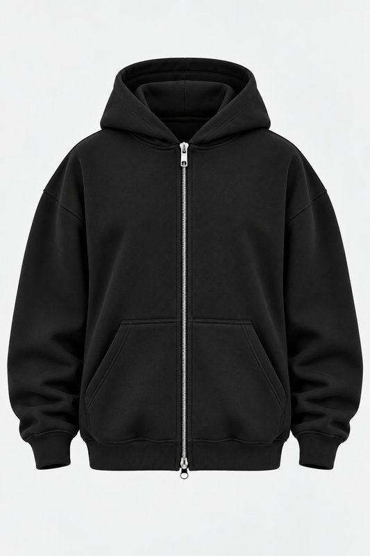 Double-Zip Hoodie Black
