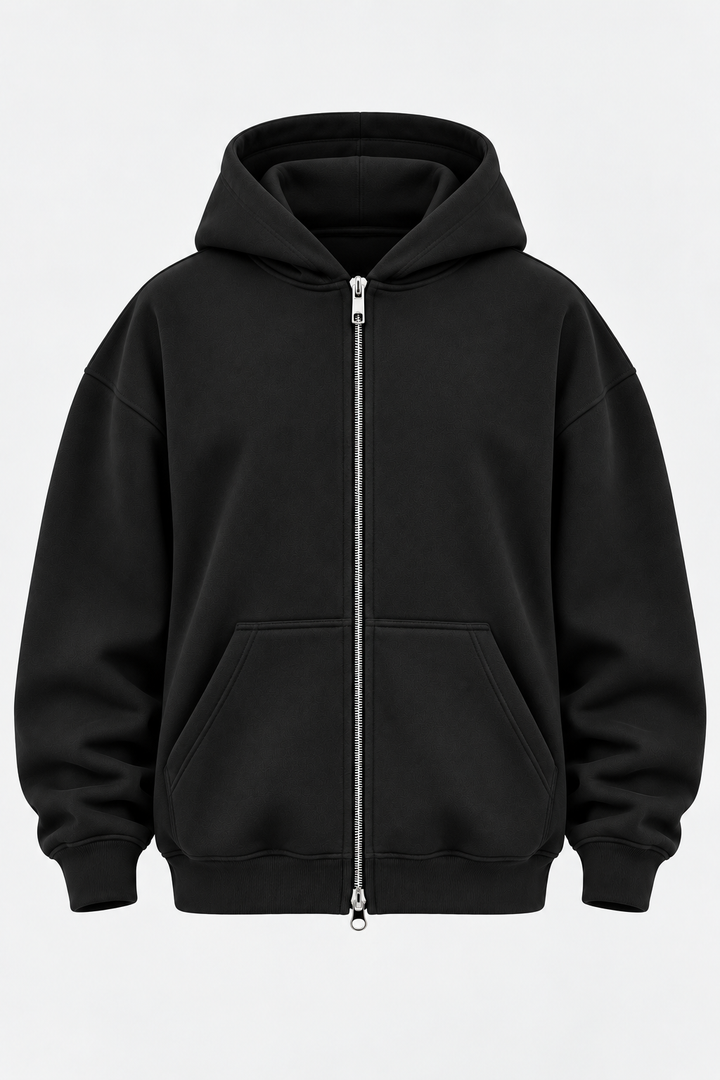 Double-Zip Hoodie Black