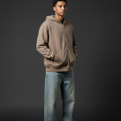 Shoe Grey Distress Oversized Zipper