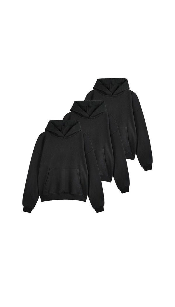 Bundle Of Three Black Oversized Hoodies