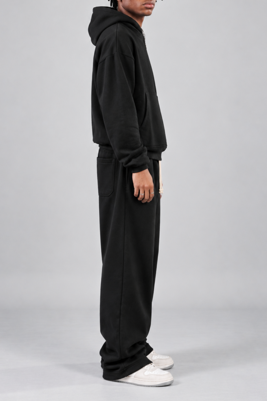 Drop Shoulder Hoodie Black